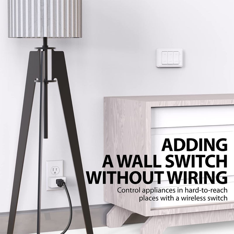 Fosmon Wireless Remote Control Outlet Plug Indoor, Battery Operated Light Switch with Braille On/Off Mark, for Lights, Christmas Tree, No Interference, 15A/1875W, No Wiring & Expandable - 3 Pack - Image 3